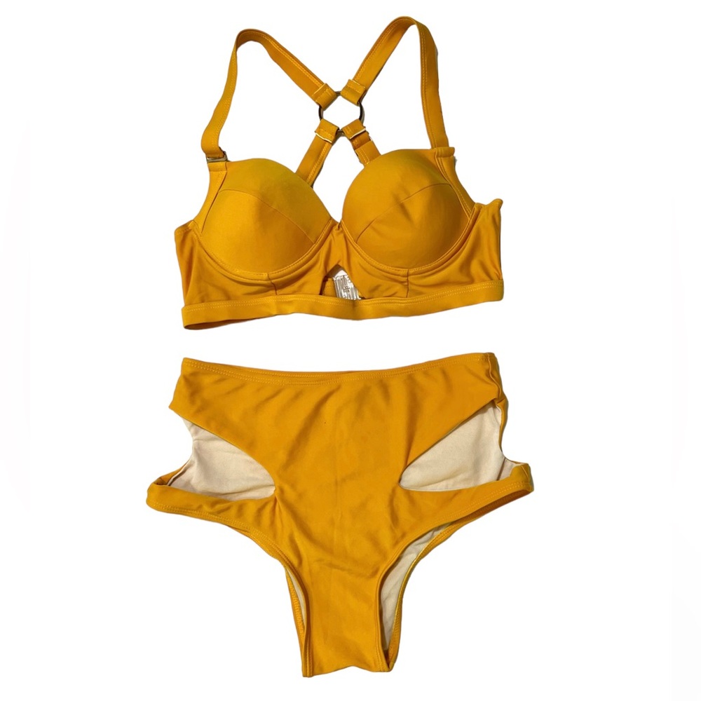 Yellow Strappy High Waisted Bikini